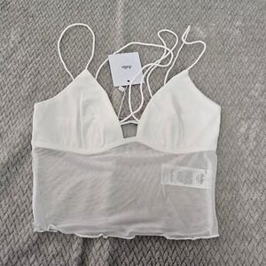 Adika White Mesh Cropped Cami Top Adjustable Straps Women's Size XS NWT